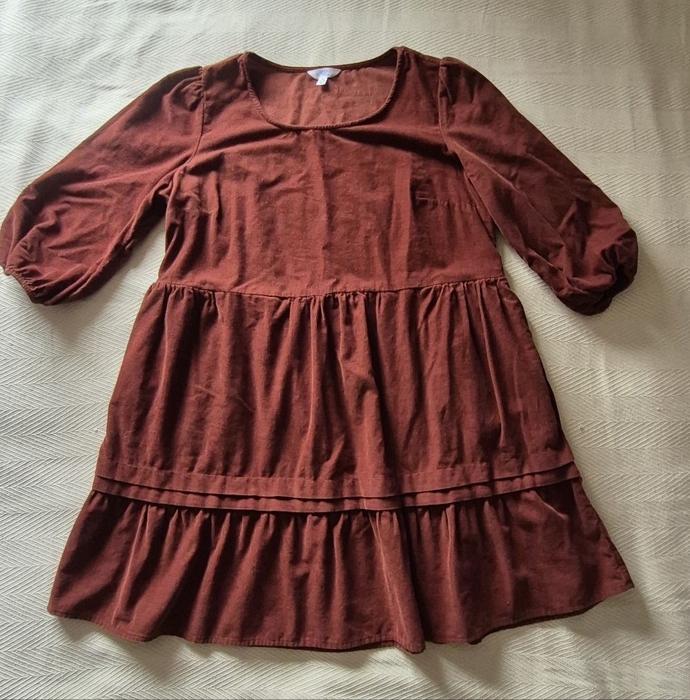 Rust Brown Women's Tiered Dress - Picture 2 of 7